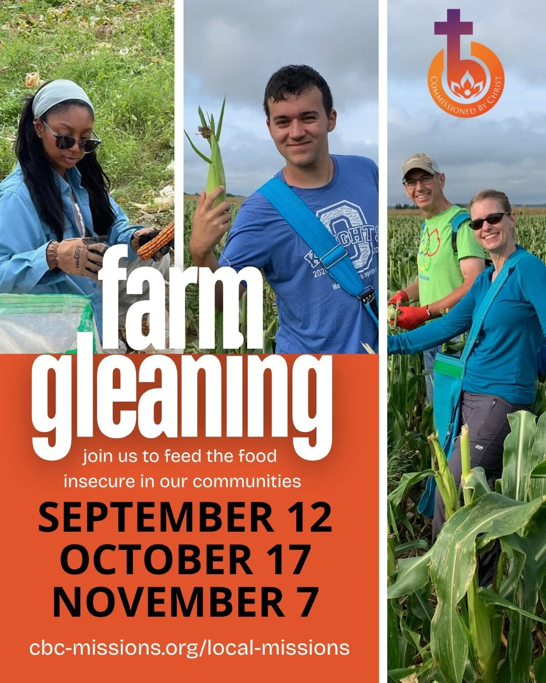 Farm gleaners needed! Please come and help provide fresh produce for those in need in our community.

Join us September 12th! Register at https://www.cbc-missions.org/local-missions
@catholiccharitiescda @healthyharvestfoodbank