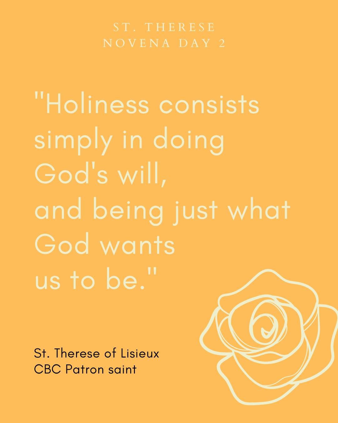 St. Therese Novena - Day Two

Dearest Saint Therese of Lisieux, you said that you would spend your time in heaven doing good on earth.

Your trust in God was complete. Pray that He may increase my trust in His goodness and mercy as I ask for the foll