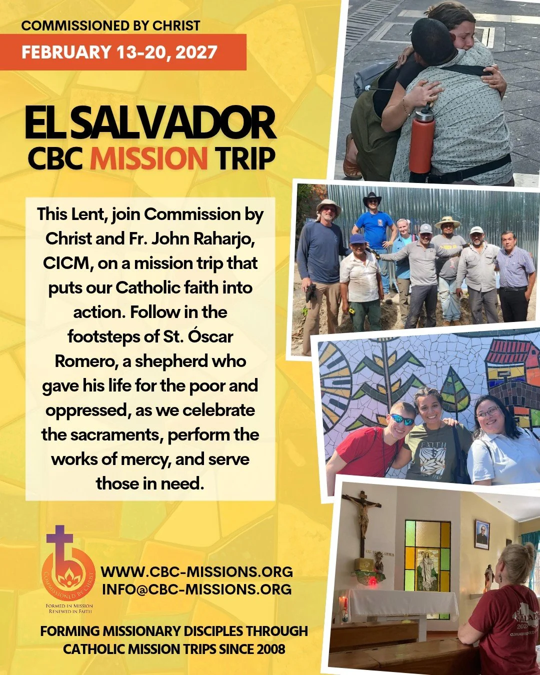 Join us in El Salvador! https://commissionedbychrist.servicereef.com/events/commissioned-by-christ/el-salvador-mission-trip-february-13-20-2027-446907604