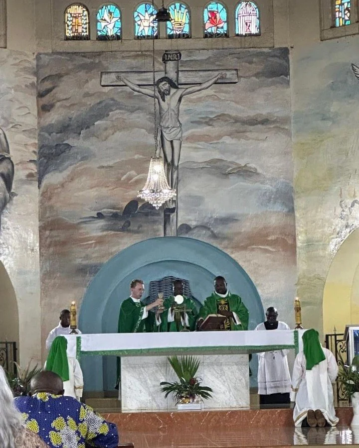 Today, CBC missionaries began their day with morning prayer and Mass at the Cathedral before visiting a Catholic elementary school. They shared candy, sporting equipment, and pen pal letters from the children of @nativityparishburke_ Nativity Parish 