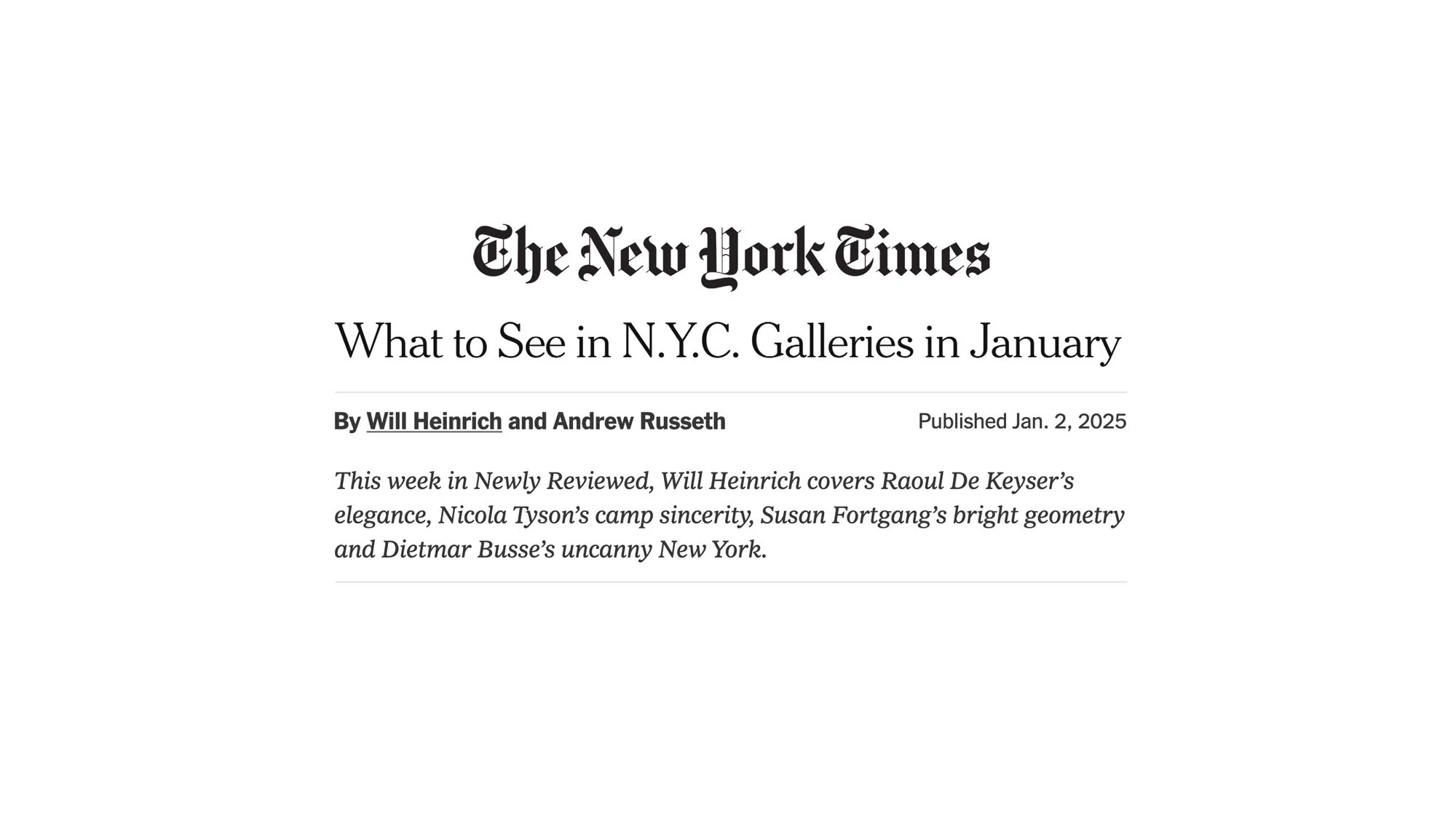 One Person Show at Eric Firestone - “The Spaces in Between”