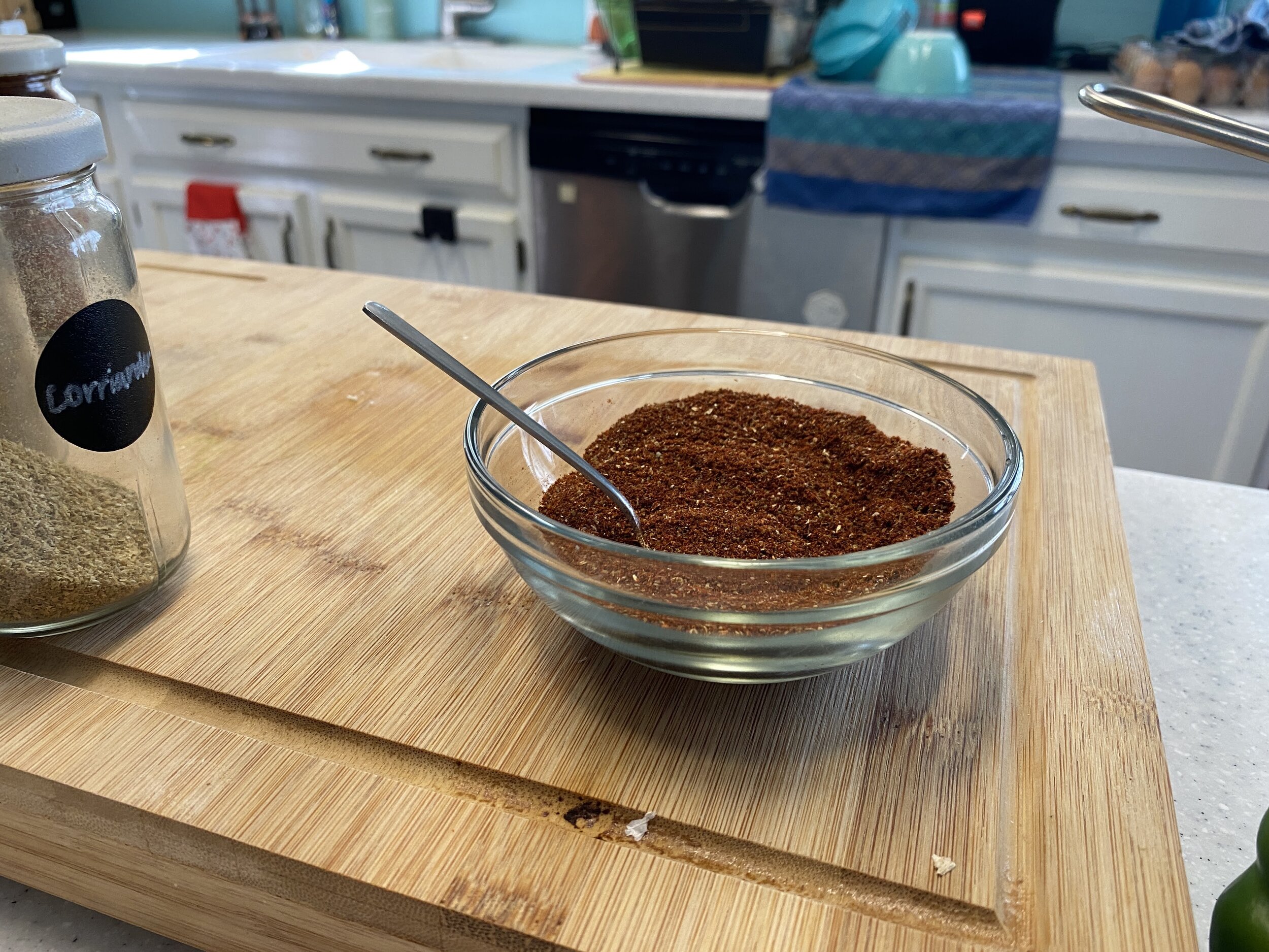 I like to have all the spices mixed together before they go into the pot. I feel like it makes it easier to give all the flavours time to develop when I fry it in the leftover oil.
