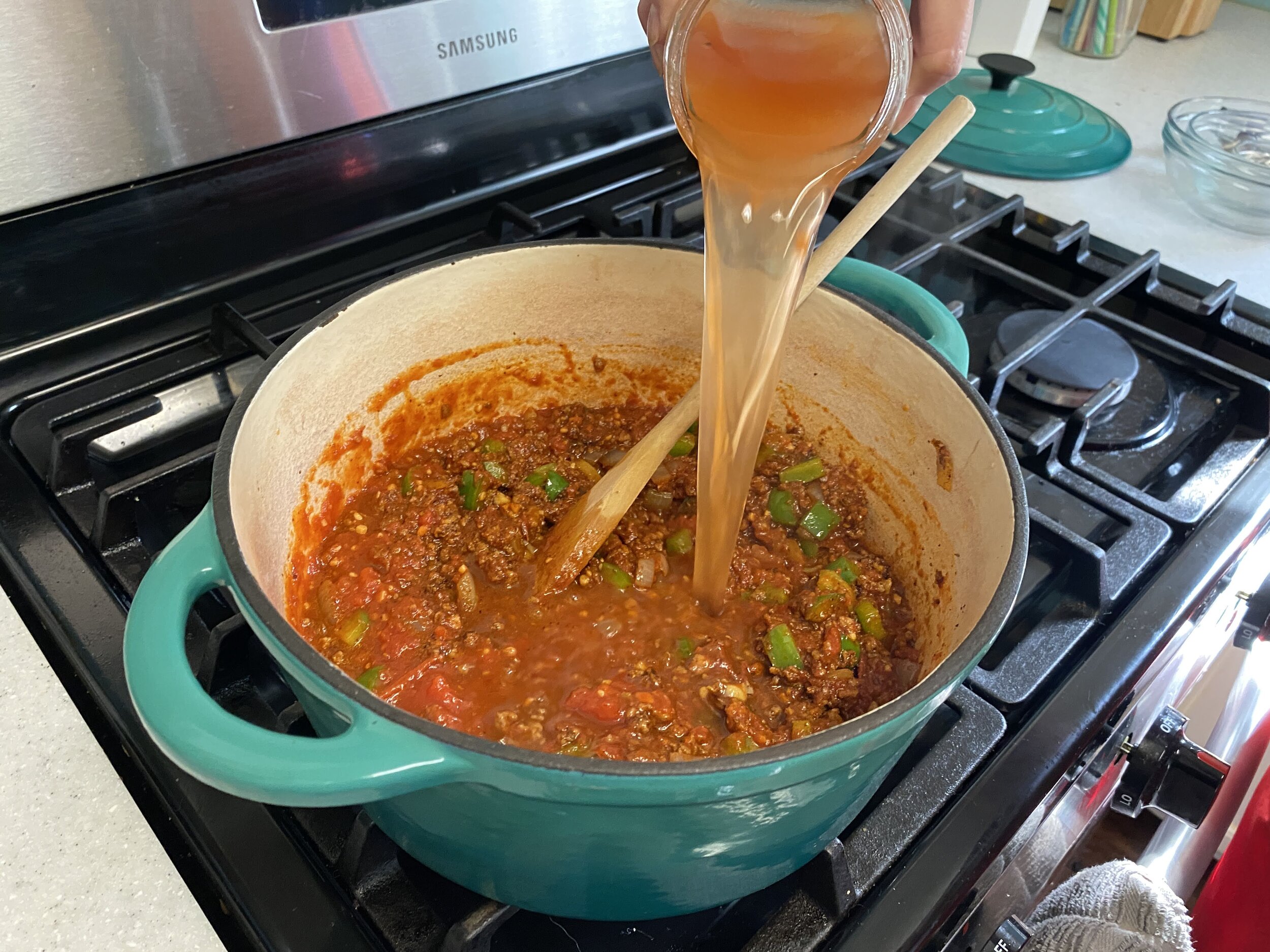 I like a lot of broth in my soups, so I added 72 ounces of water. Feel free to adjust the water level depending on how brothy you like your soup.