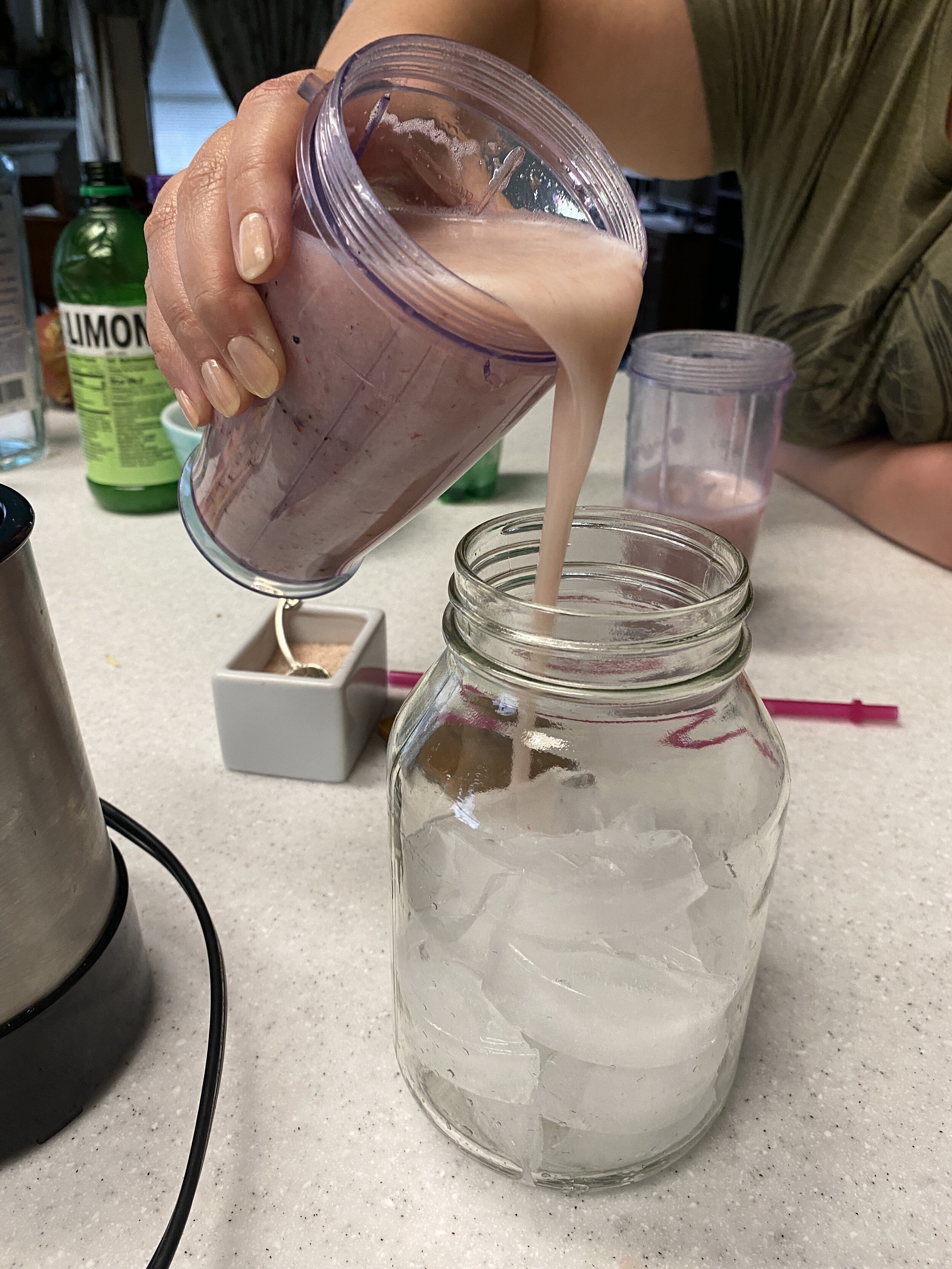  Pour the blended drink over ice…  