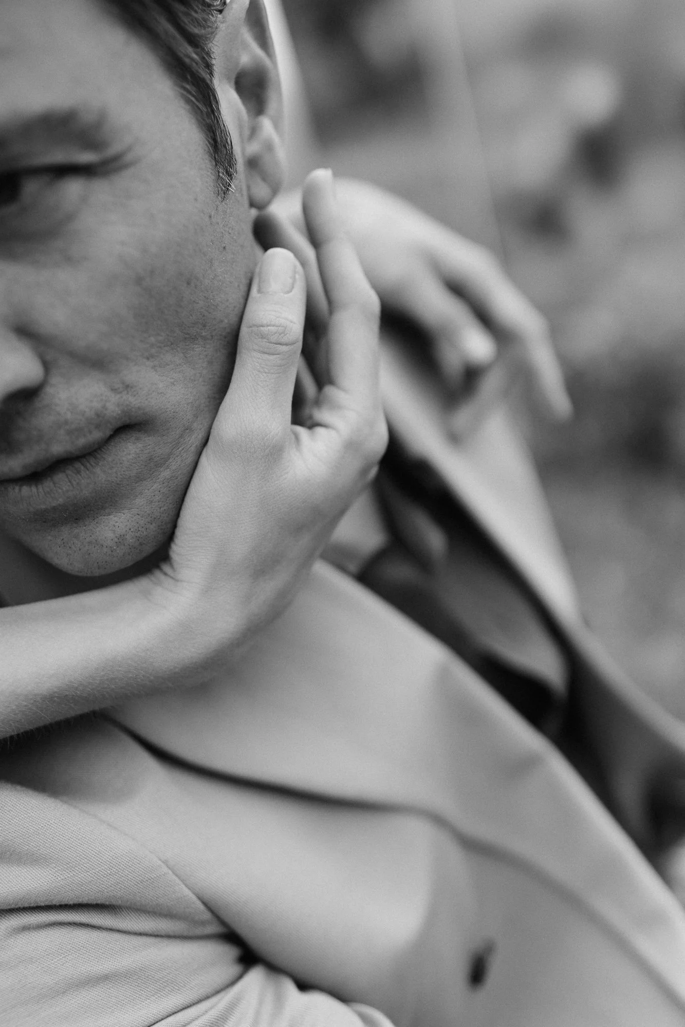 Emotional wedding portrait of couple in Cappadocia landscape — documentary wedding photography