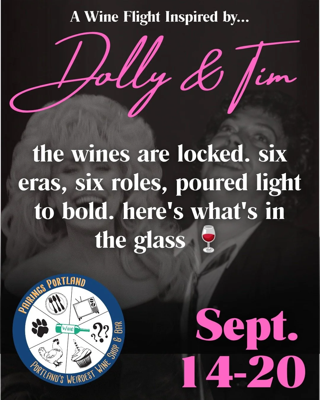 the lineup's locked. dolly's flight moves from rhinestone icon back to smoky mountain girl, and tim's flight moves from wadsworth all the way to frank-n-furter. 

six pours each, poured light to bold. starting 9/14.

#DollyParton #TimCurry #PortlandW