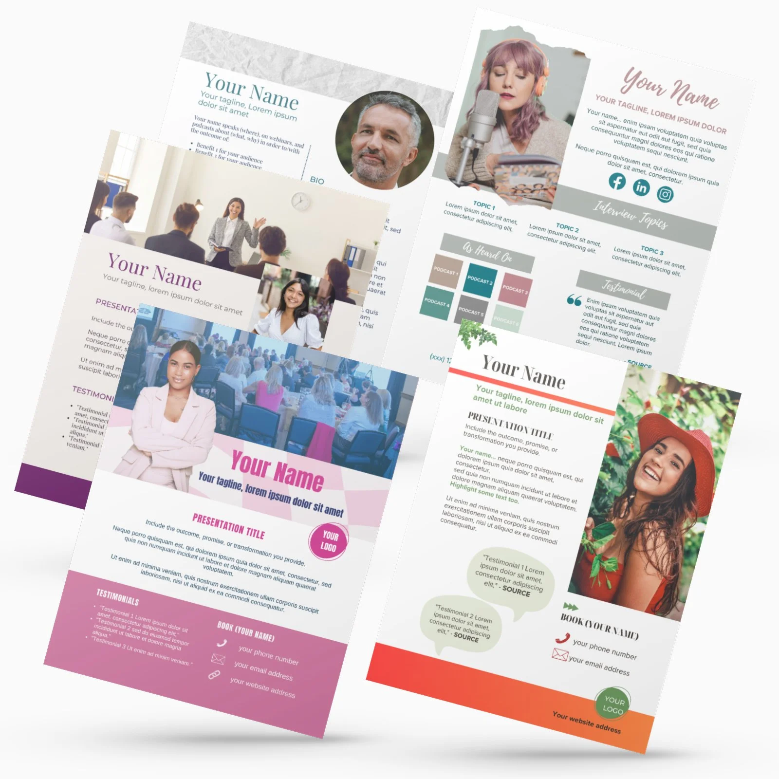 Mockup of using a Canva template to design your speaker one-sheet