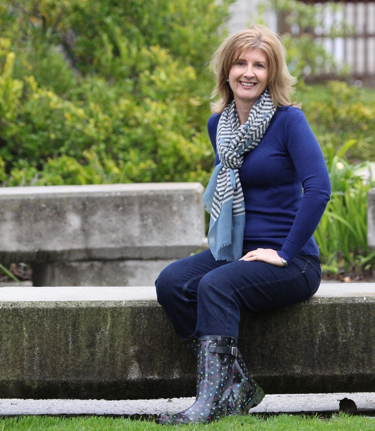 Pauline Wiles on a rainy day