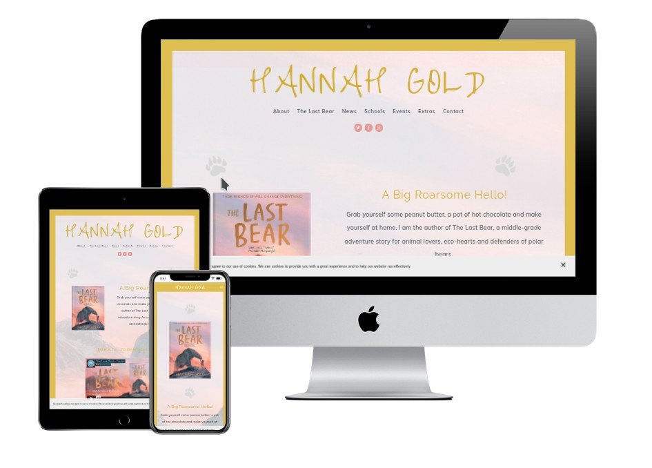 Hannah Gold: author website built using Squarespace