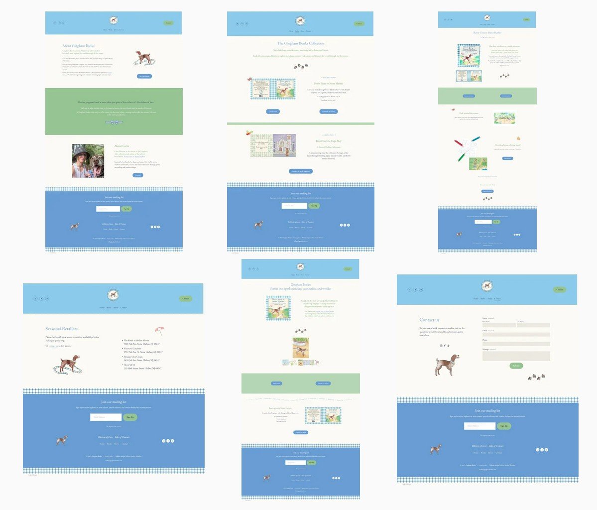 Author website screenshot, childrens' books