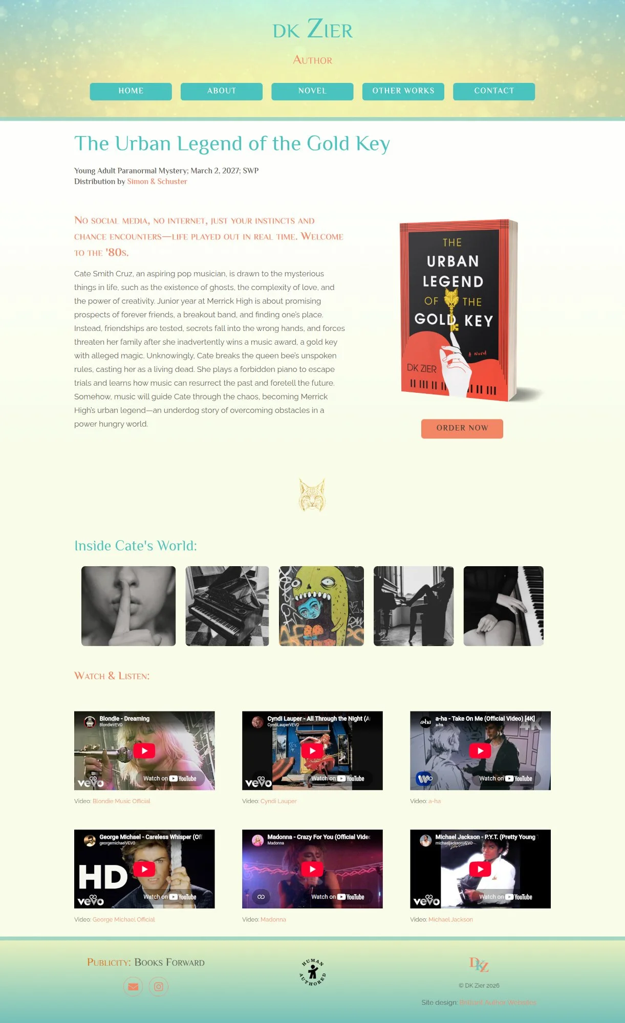 Author website book page for YA novel