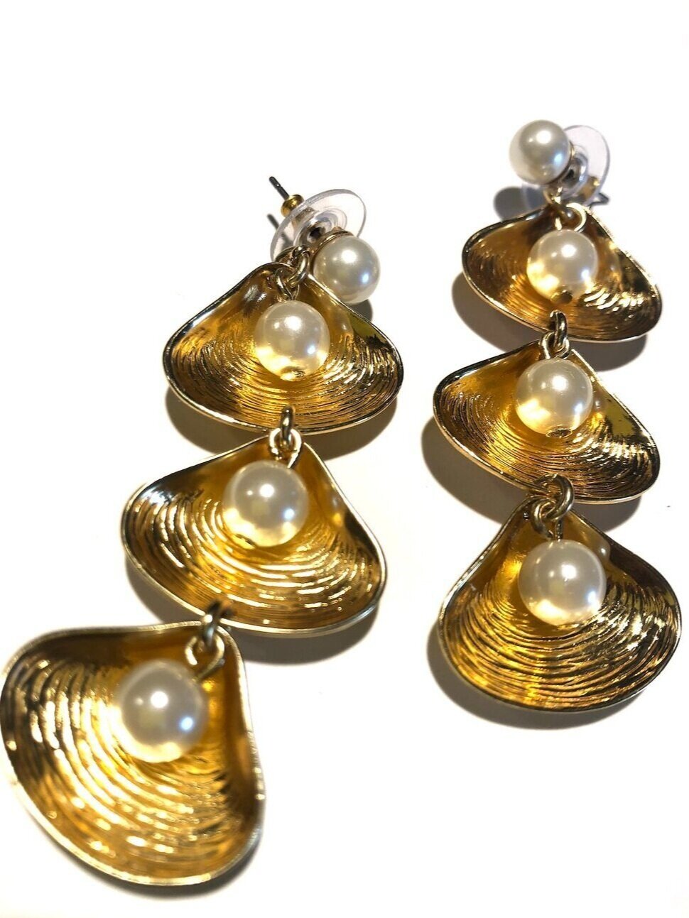 Shells and Pearls Dangling Earrings