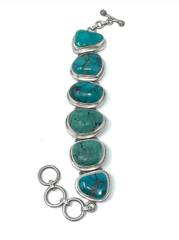Vintage 925 Sterling Silver and Turquoise Stones Bracelet — House - Main Image