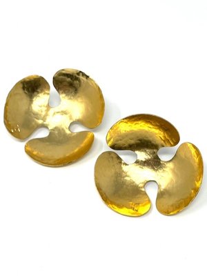 Vintage Hammered Goldleaf Lily Pad Earrings