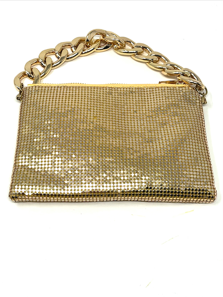 Gold Oversized Chain Metal Mesh Bag — House of Terrance