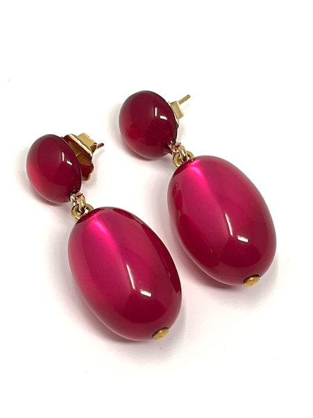 Angelo Moretti Deep Pink Resin Bead Earrings