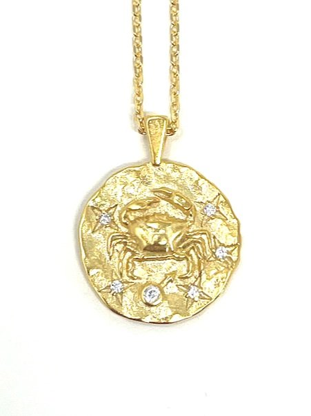 Cancer Zodiac Sign Disk Necklace