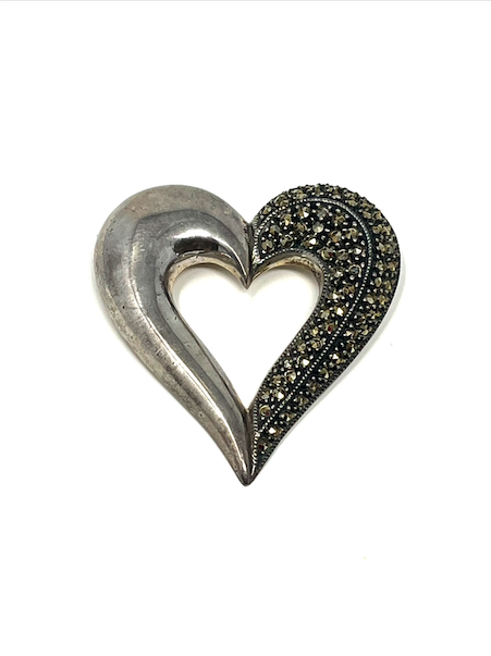 Vintage Marcasite Heart Pin