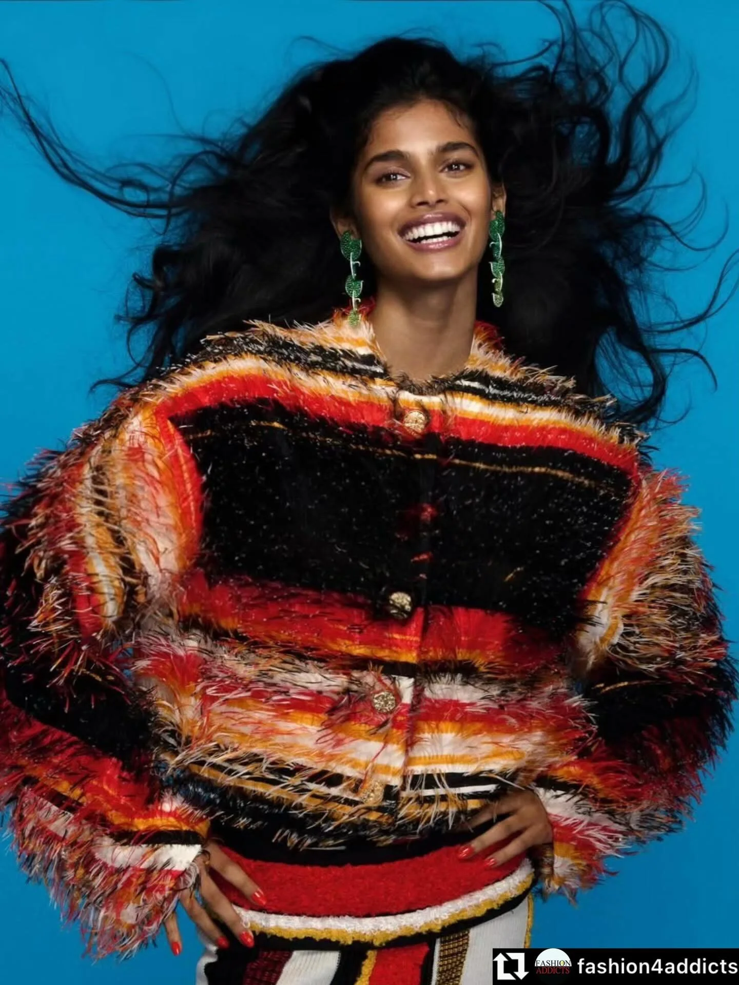 Feel the joy on this Monday morning! Thanks @fashion4addicts for the post‼️‼️❤️🔥

&lsquo;Feeling Joy&rsquo; @bhavithamandava for @britishvogue
Photography @oliverhadleepearch
Styling @sarrjamois
Hair @sammcknight1
Makeup @melarter
Manicure @manicure