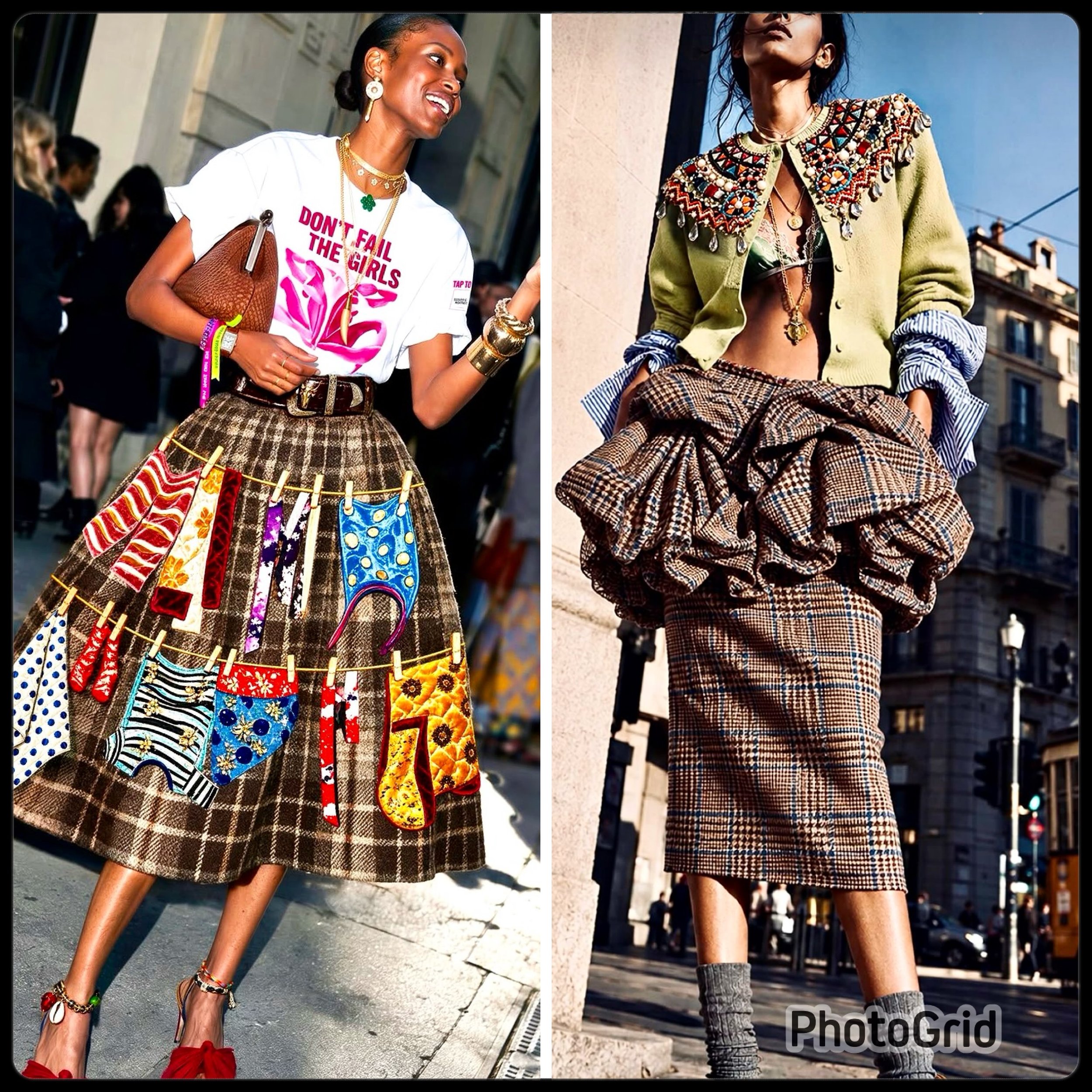 I really LOVE @stellajean_sj_ and these 2 looks show why! On the left is her #dontfailthegirls T designed for the ongoing fight against breast cancer paired with an amazing skirt and on the right is another fabulous skirt styled perfectly by Stella J