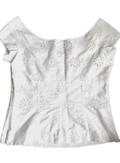 Vintage Prada White Cotton Eyelet Top