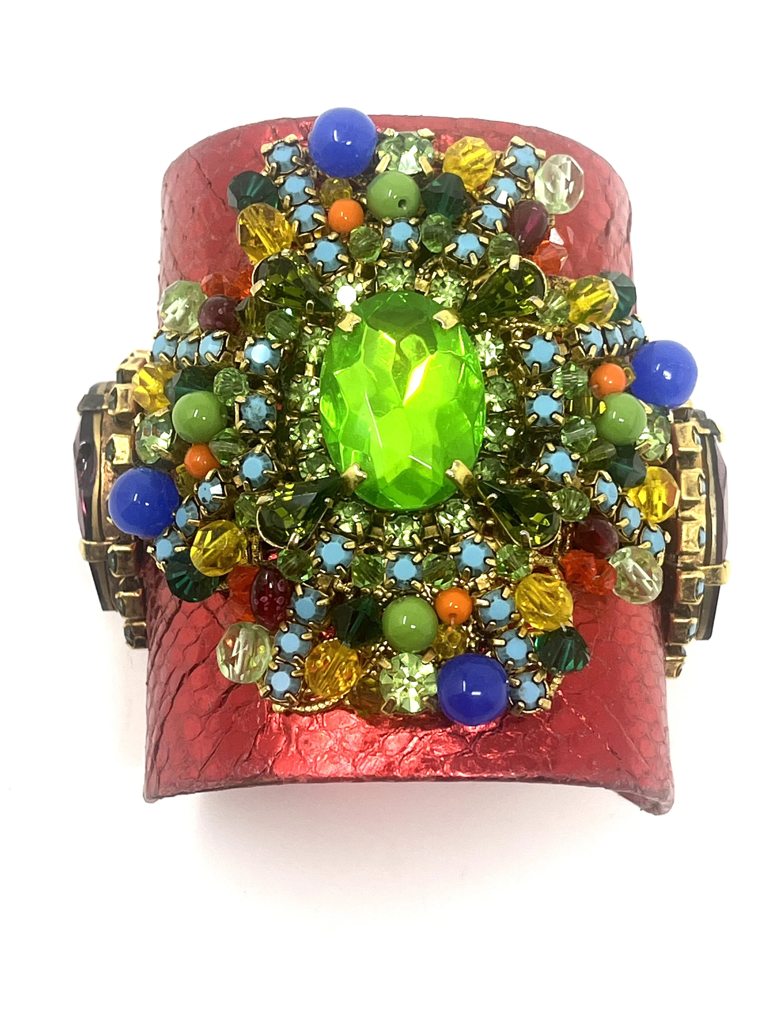 Erickson Beamon Embellished Red Cuff Bracelet