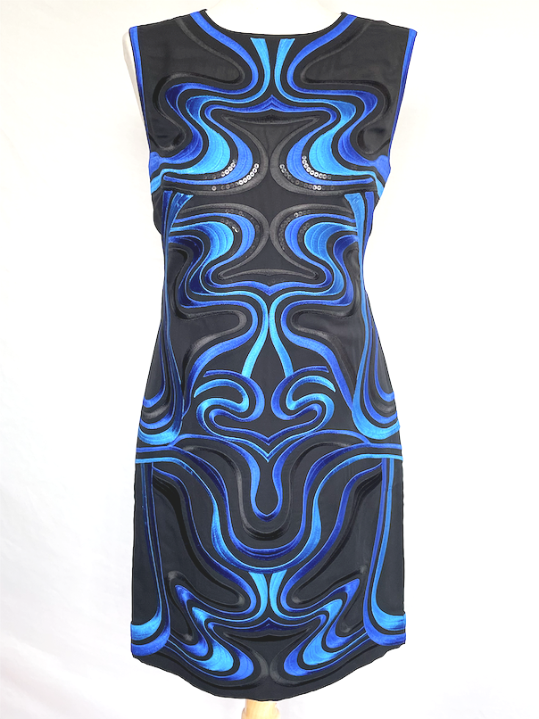 Vintage DVF Black And Blue Cocktail Dress