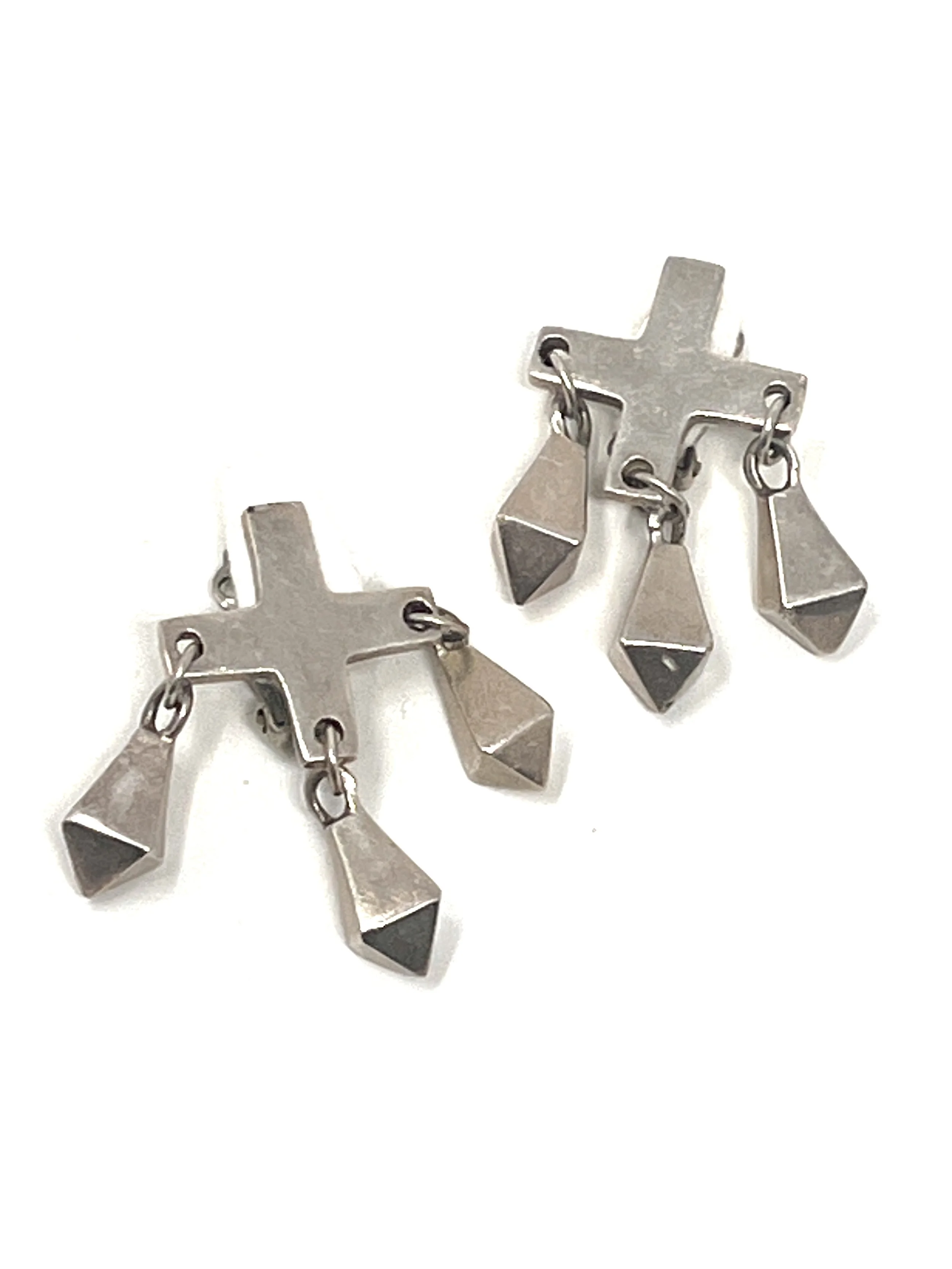 Vintage Robert Lee Morris Silver Cross Drop Earrings