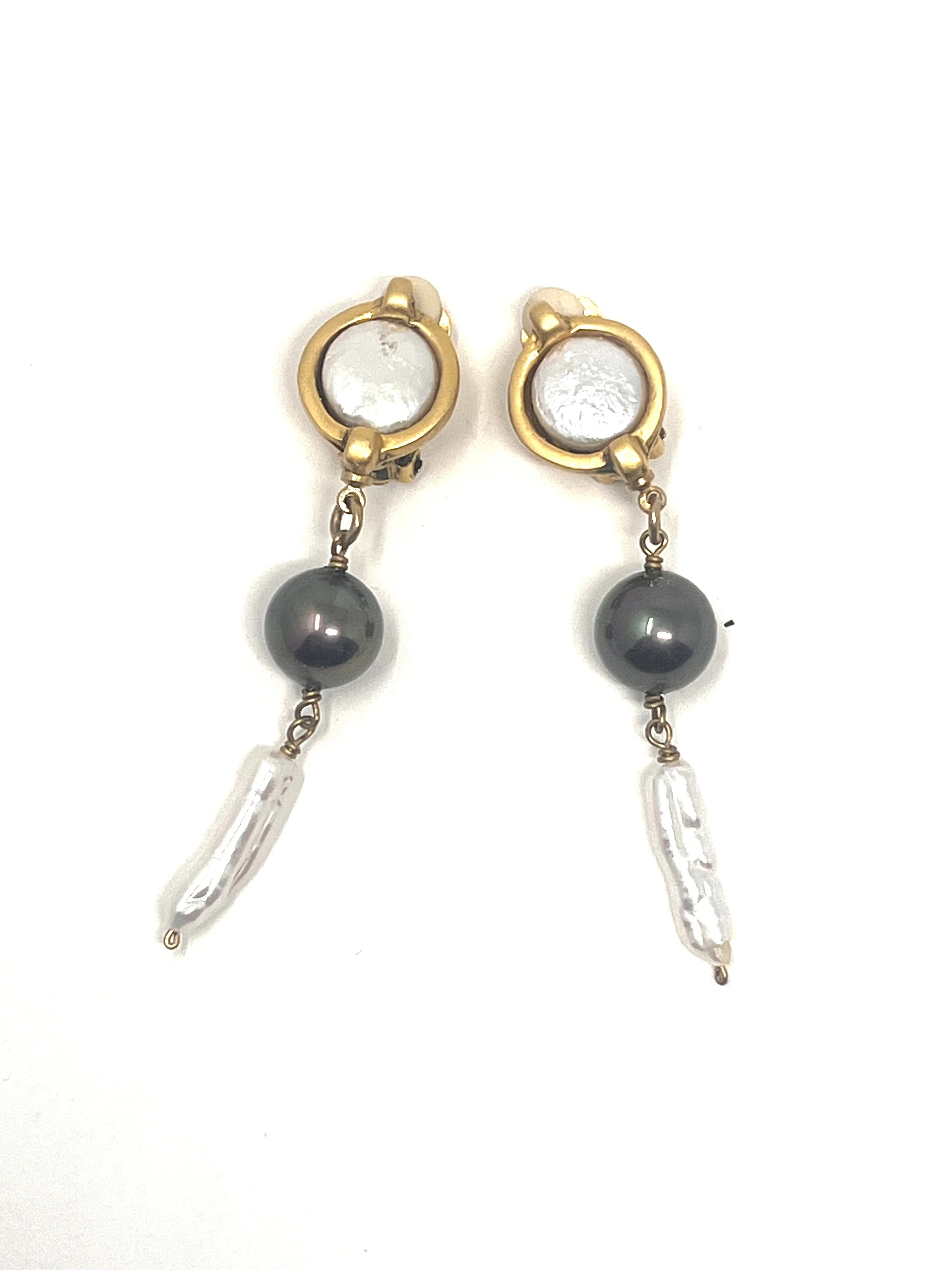 Vintage Connie Bates Clip-on Pearl Danglers