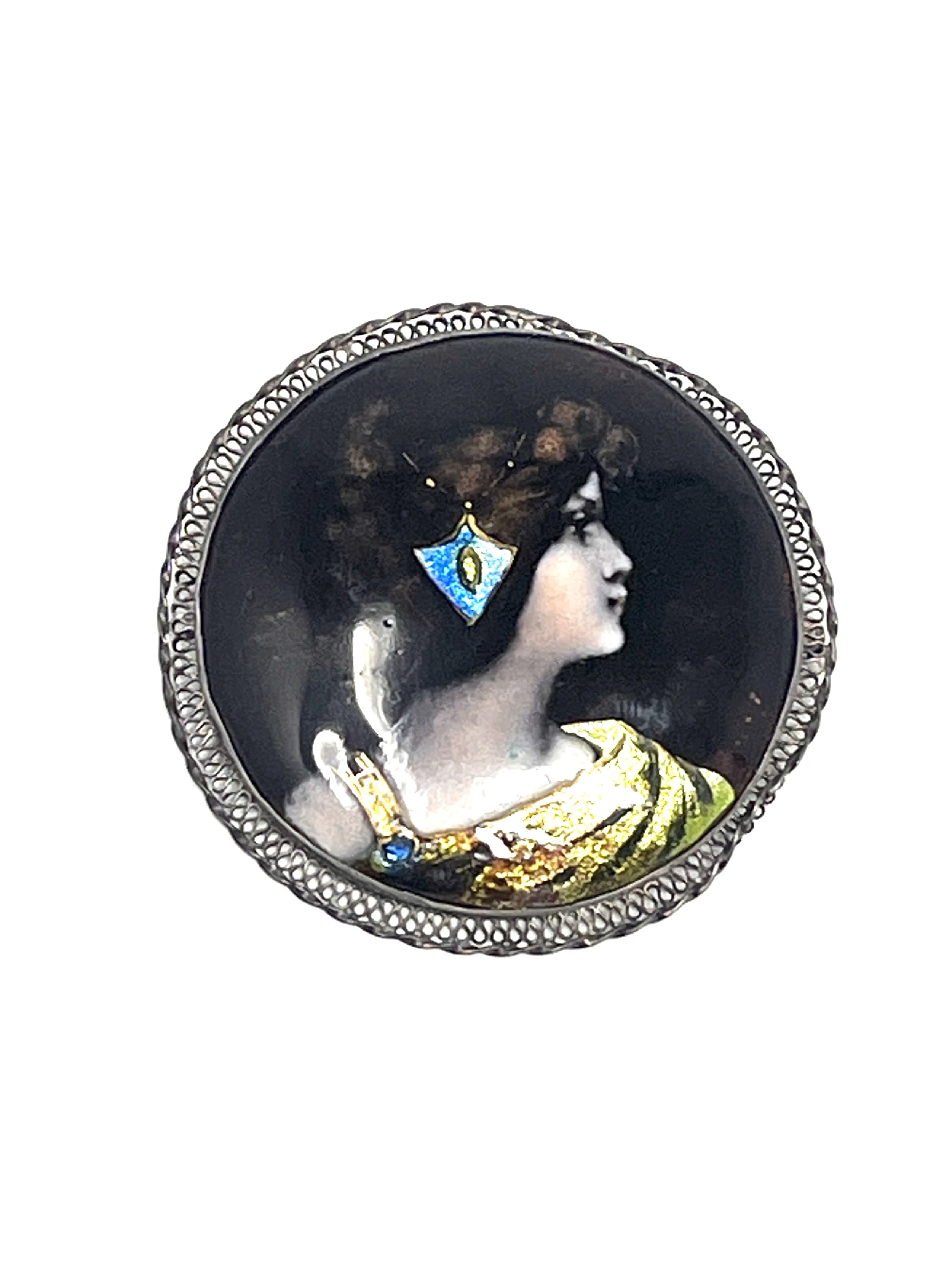 Vintage Victorian Art Nouveau Enamel Pin