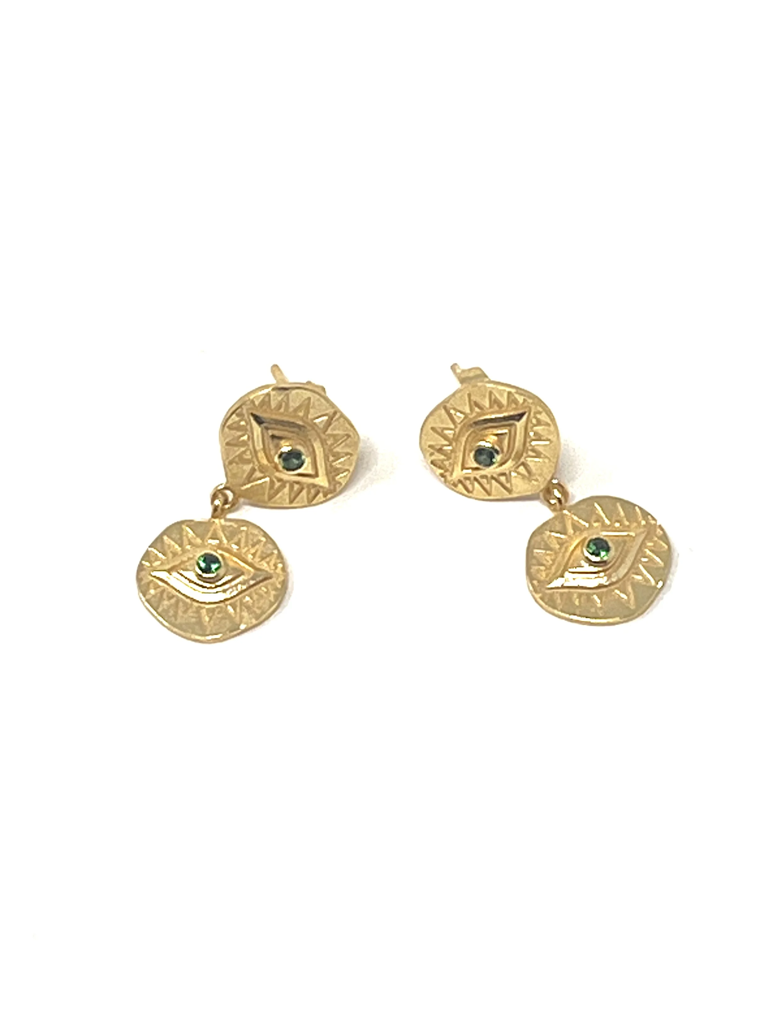 Gold Plated Evil Eye Protection Earrings