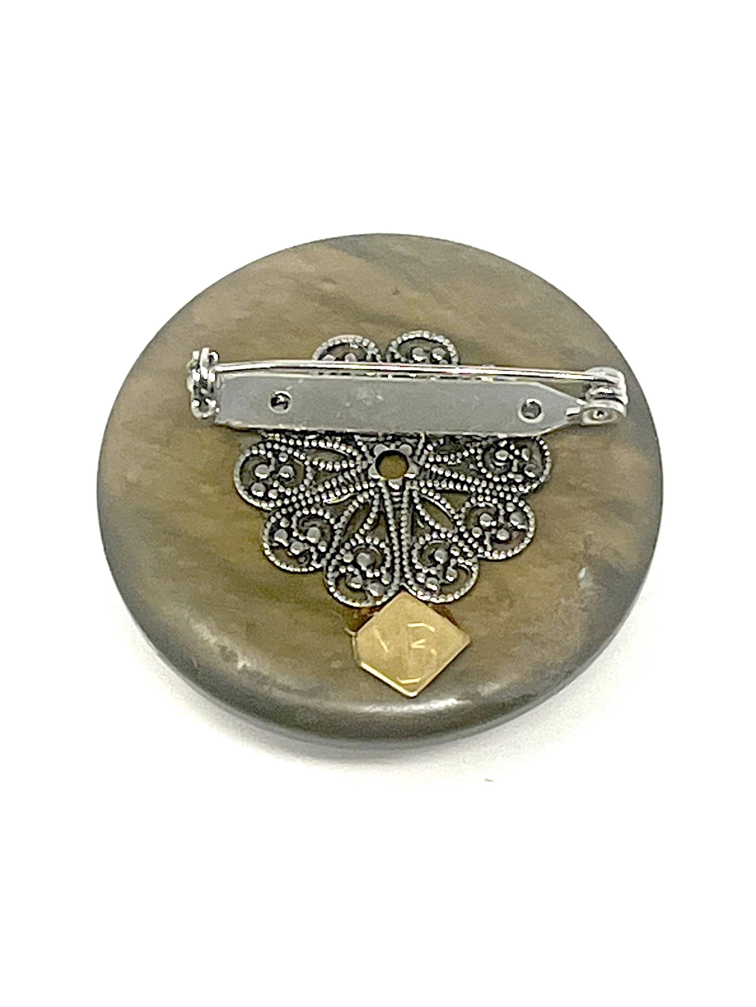 アクセサリー - CLASSICGENTLEMAN HEART PIN - SILVER Vintage Sterling Silver And Marcasite Heart Pin — House of