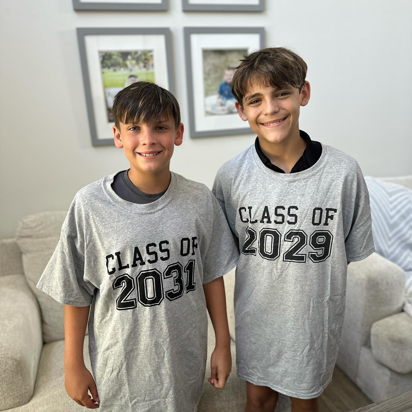 Last Day of 7th and 5th grade and our yearly shirt photo!