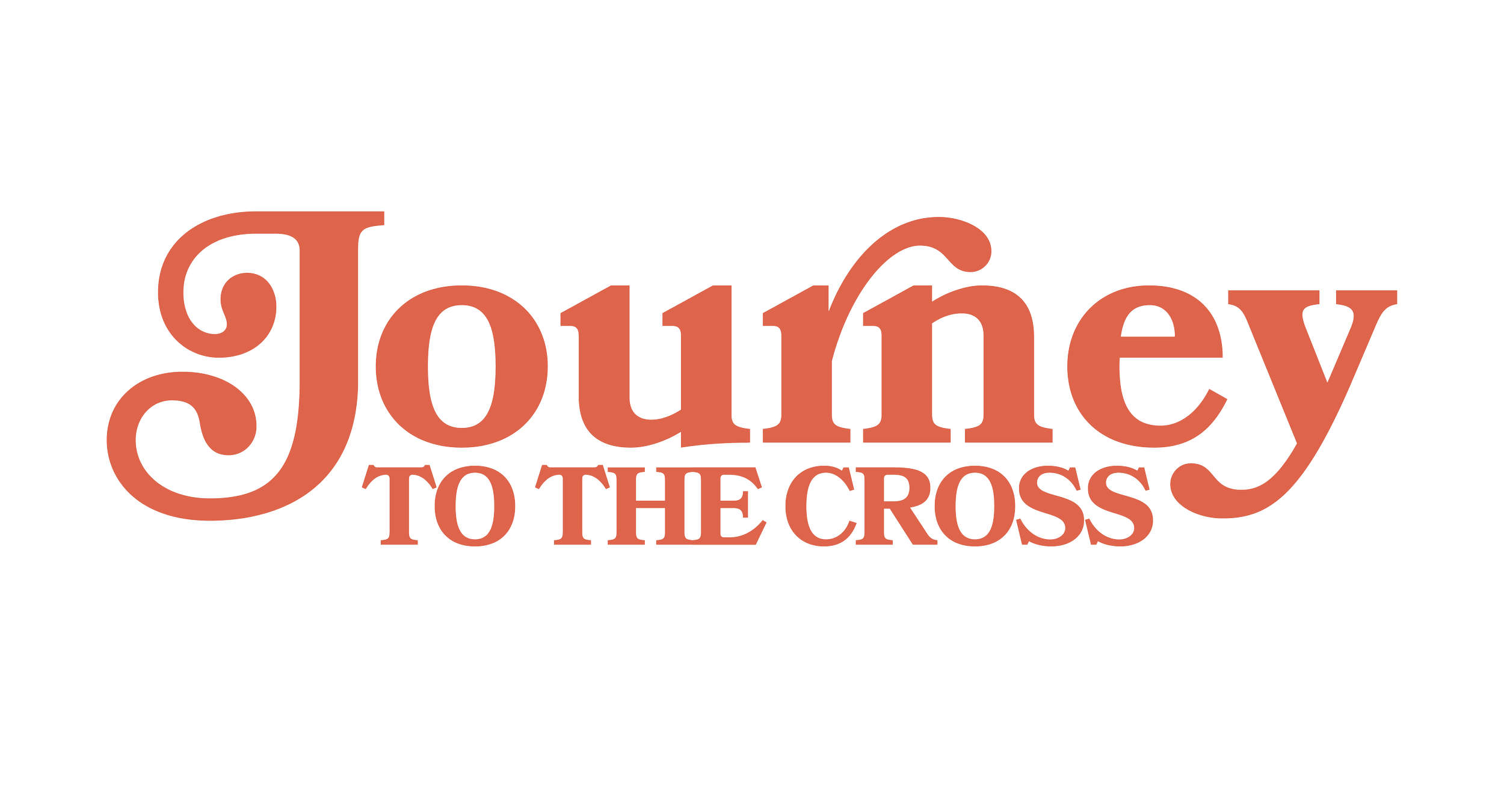 Text graphic displaying 'Journey to the Cross' in stylized font.