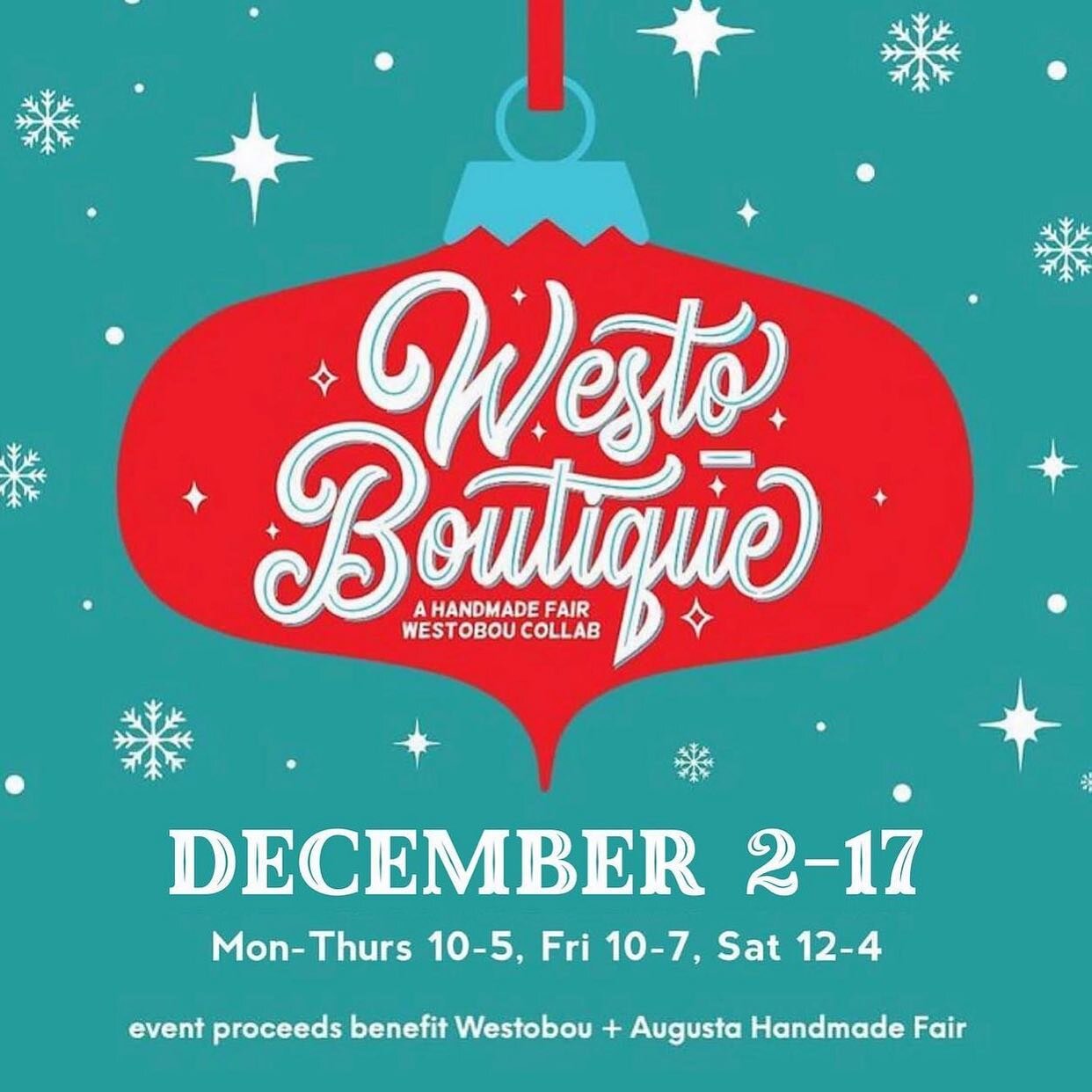 🎄🎄The 3rd Annual Westo-Boutique will be December 2nd-17th at the @westobou gallery.  Come shop our curated selection from local and regional makers!  Also grab a pack of our local artist Holiday Cards!🎄🎄

Featuring: 
@agape_chocolates 
@apriljune