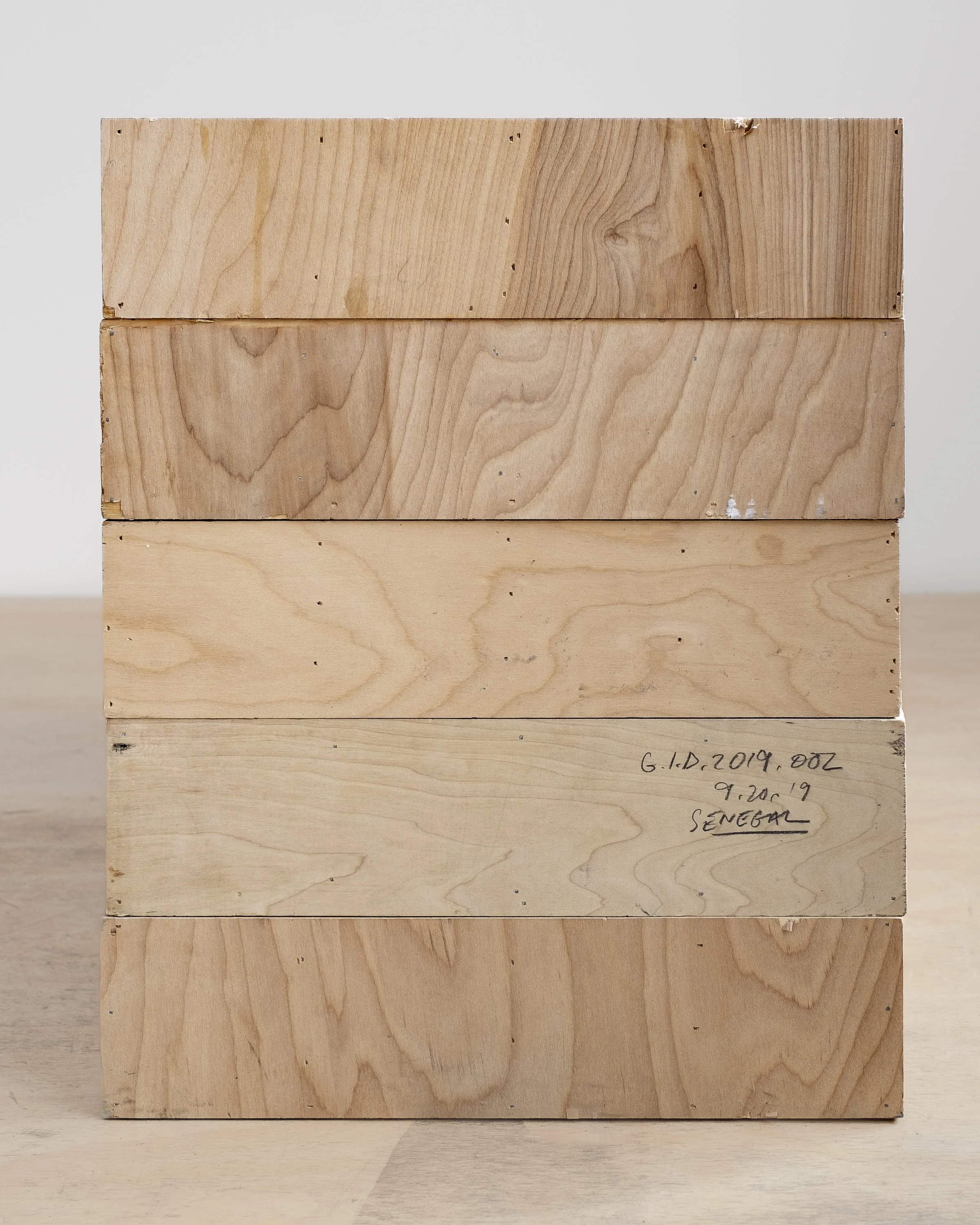 Detail. Simon Benjamin. CORE, 2021. Cornmeal, sand, beach detritus, non-toxic resin, plywood. 17 x 14 x 38 inches.