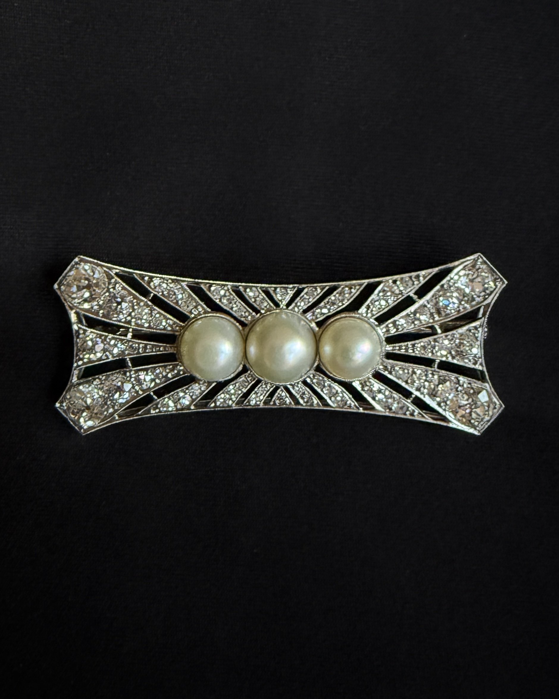 Natural pearl & diamond brooch, circa 1915