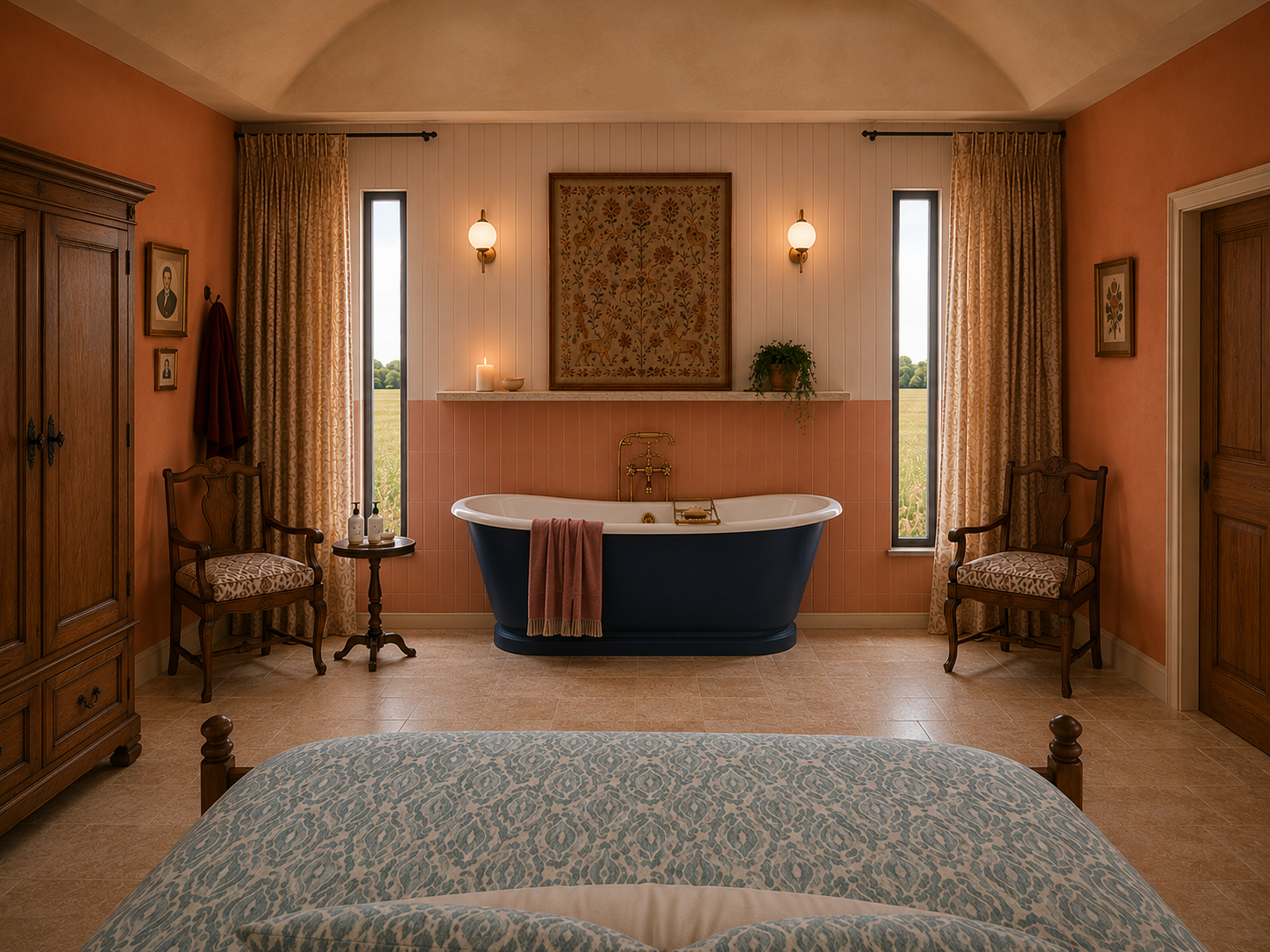 White Horse - freestanding bath with a view