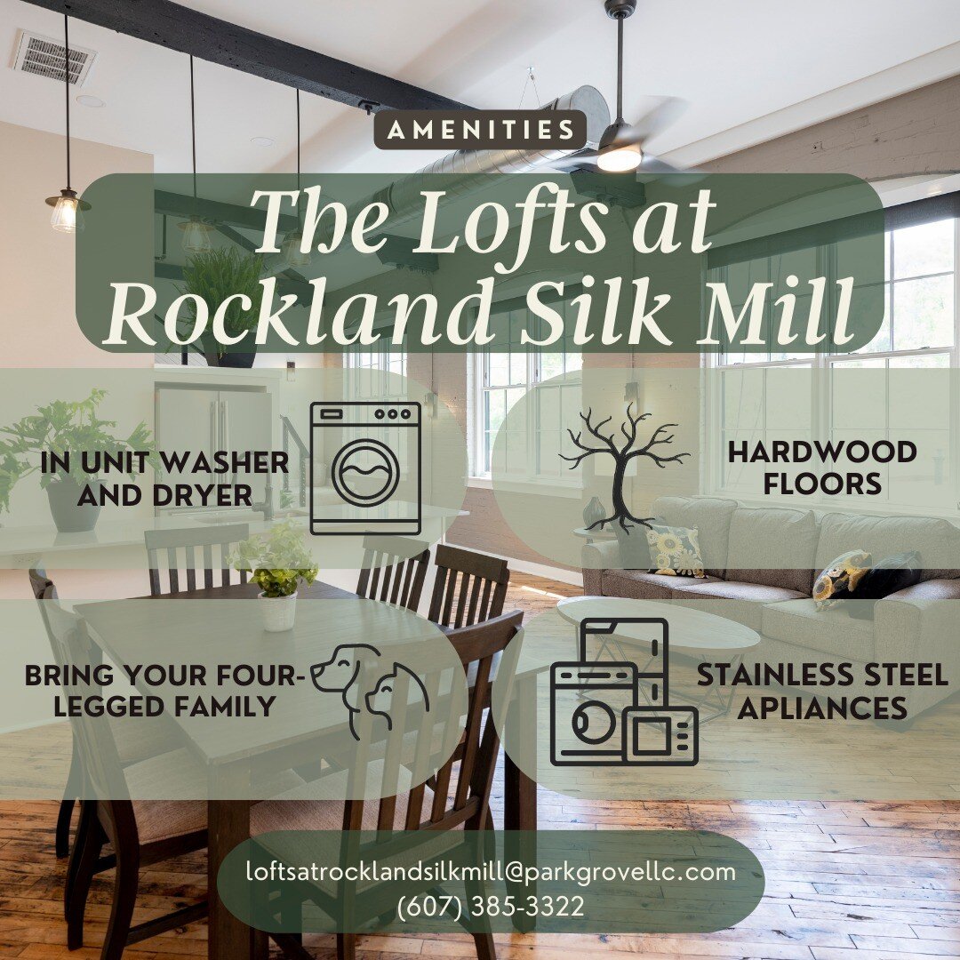 Check out our amenities here at The Lofts at Rockland Silk Mill!
