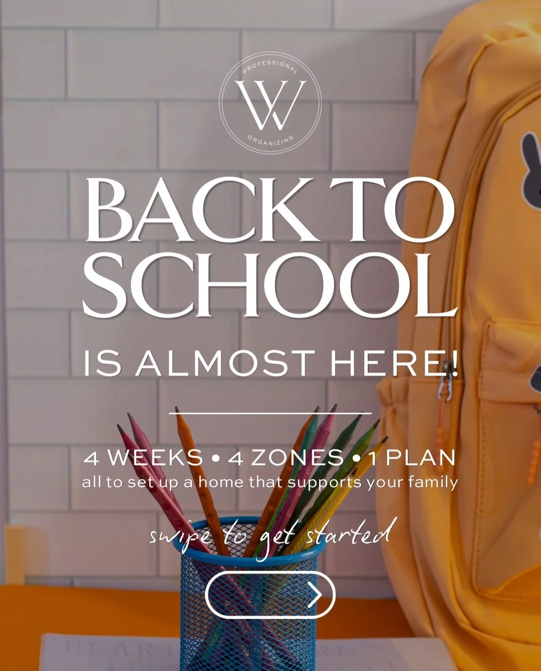 Back to school is almost here! 

We&rsquo;ve got a 4-week plan to get your home ready for the first day, one zone at a time &mdash; from the playroom to the mudroom and everything in between. 

Because seamless mornings start with a home that&rsquo;s