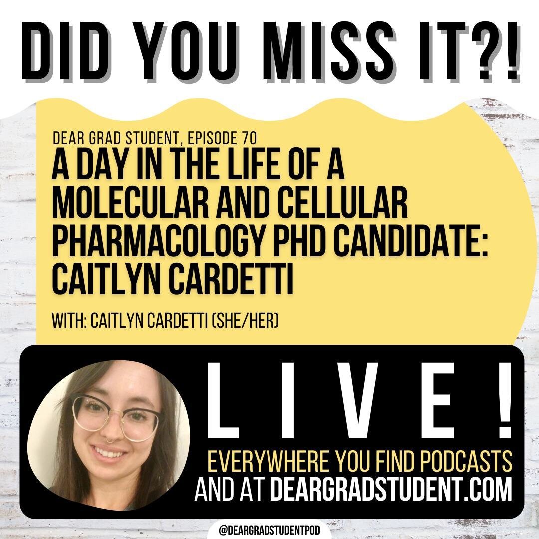 ✨did you miss this week's episode?!✨⁠⠀⁠
⁠⠀⁠
5th year Molecular and Cellular Pharmacology PhD Candidate, Caitlyn Cardetti (Twitter: @CaitlynCardetti) joined me to chat about her research in the powerhouse of the cell (mitochondria), her POSITIVE grad 