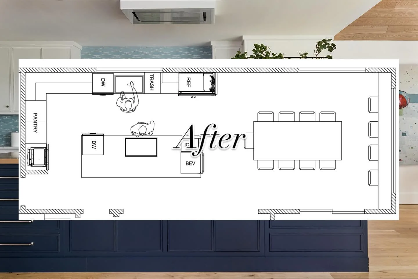 From cramped peninsula to open conversation flow.

This waterfront kitchen needed some love as the peninsula created a barrier between hosts and guests.

The transformation:
🌊 Removed the peninsula for better flow
🌊 Opened sightlines to those incre