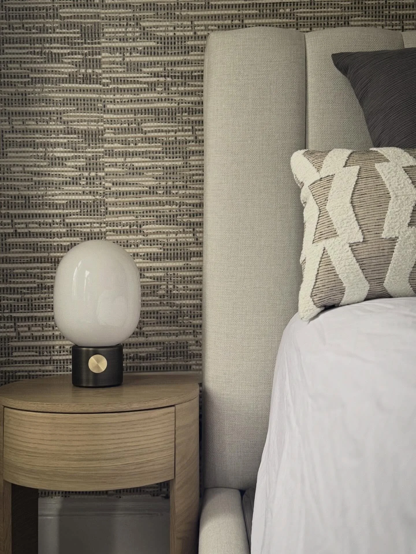 The calm in neutral doesn&rsquo;t come from sameness, but from subtle contrast &mdash; soft against structured, woven against smooth. A quiet corner from a project still in progress. Watching it come together piece by piece has been a joy.

#bostonin