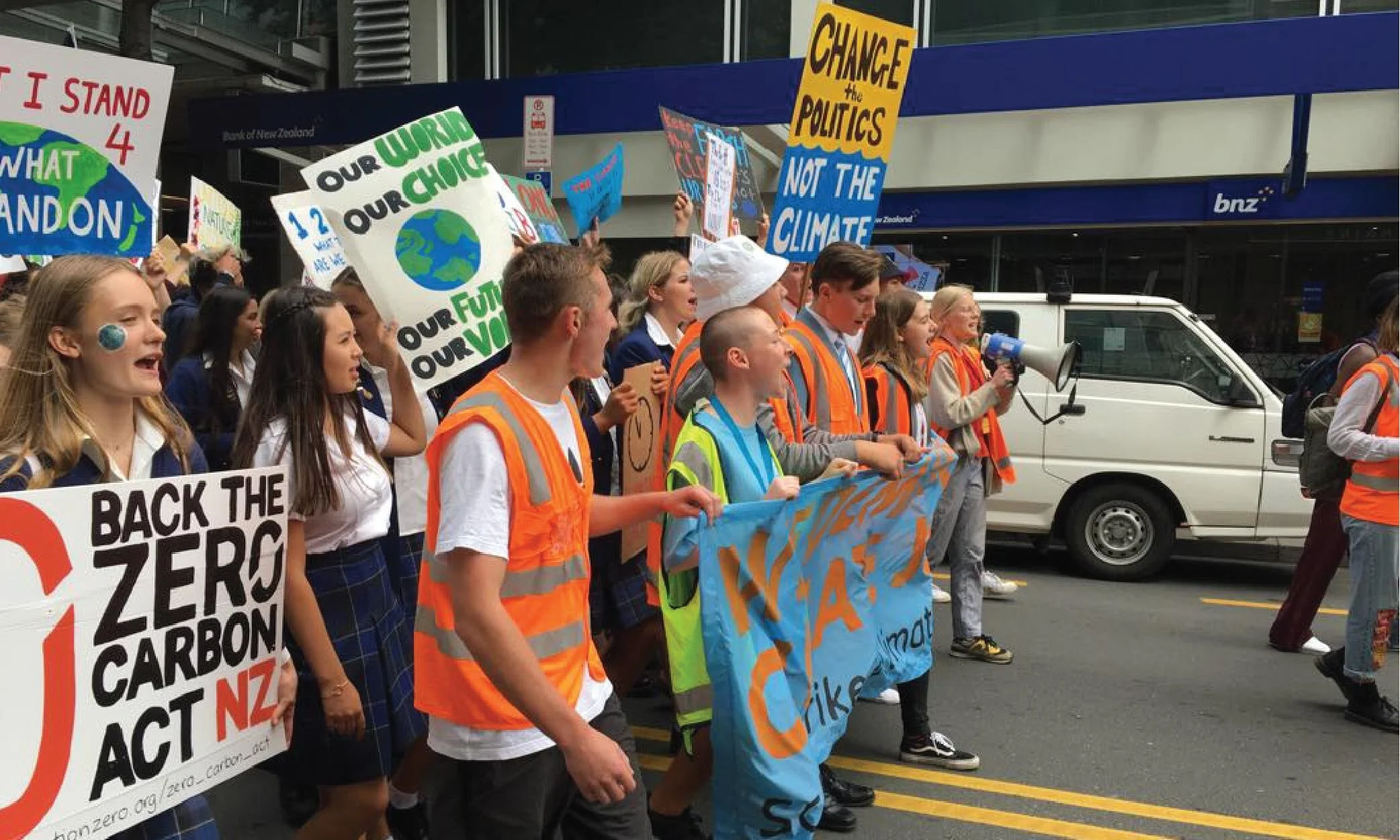 Wellington students flood Parliament grounds in protest for climate change action