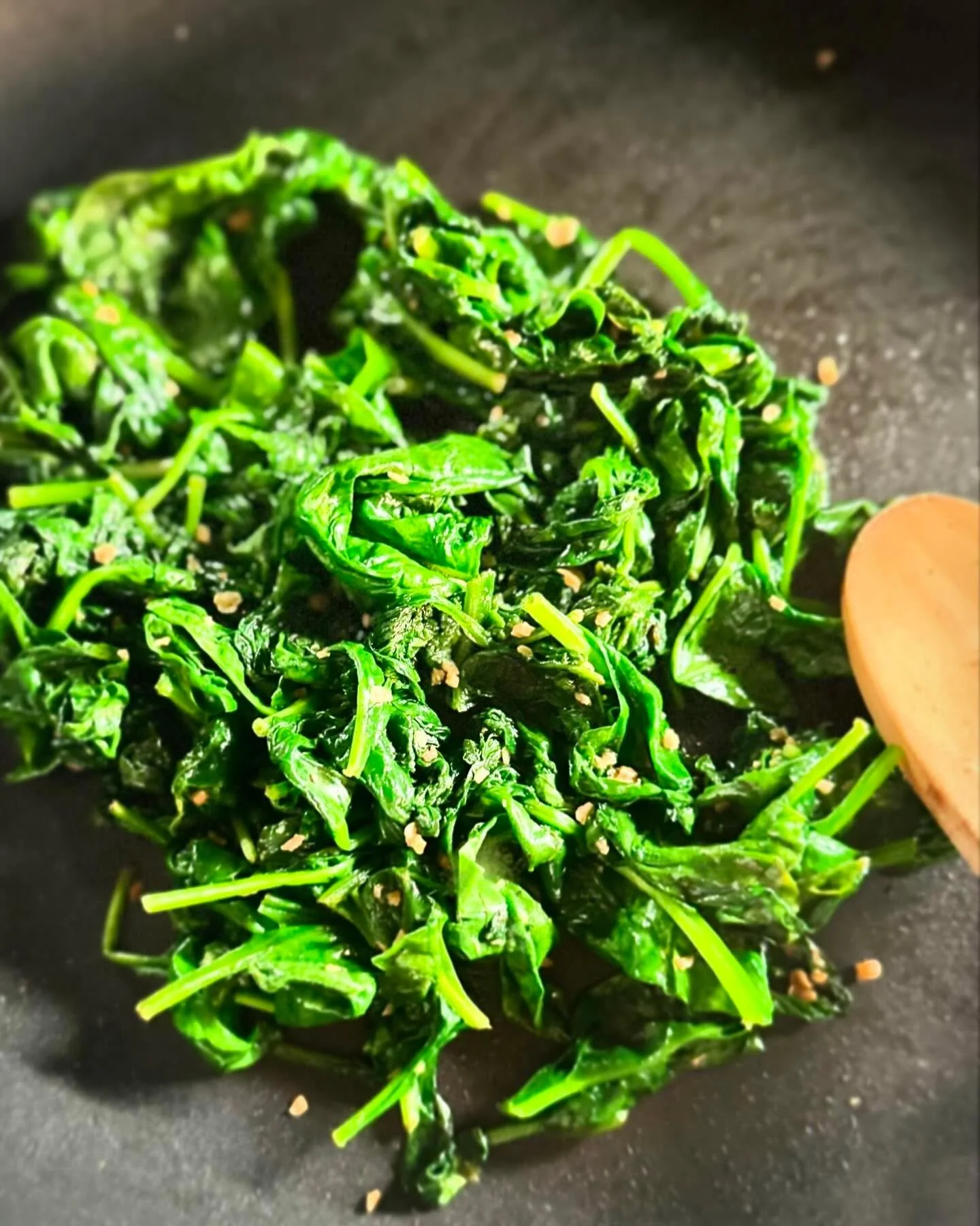 My favorite side dish is Saut&eacute;ed Spinach. It&rsquo;s quick, easy, and healthy. All you need is olive oil, garlic, salt, and pepper, and you&rsquo;re done!

(Sometime, I finish it off with a squeeze of lemon for a little zing!) 🍋
