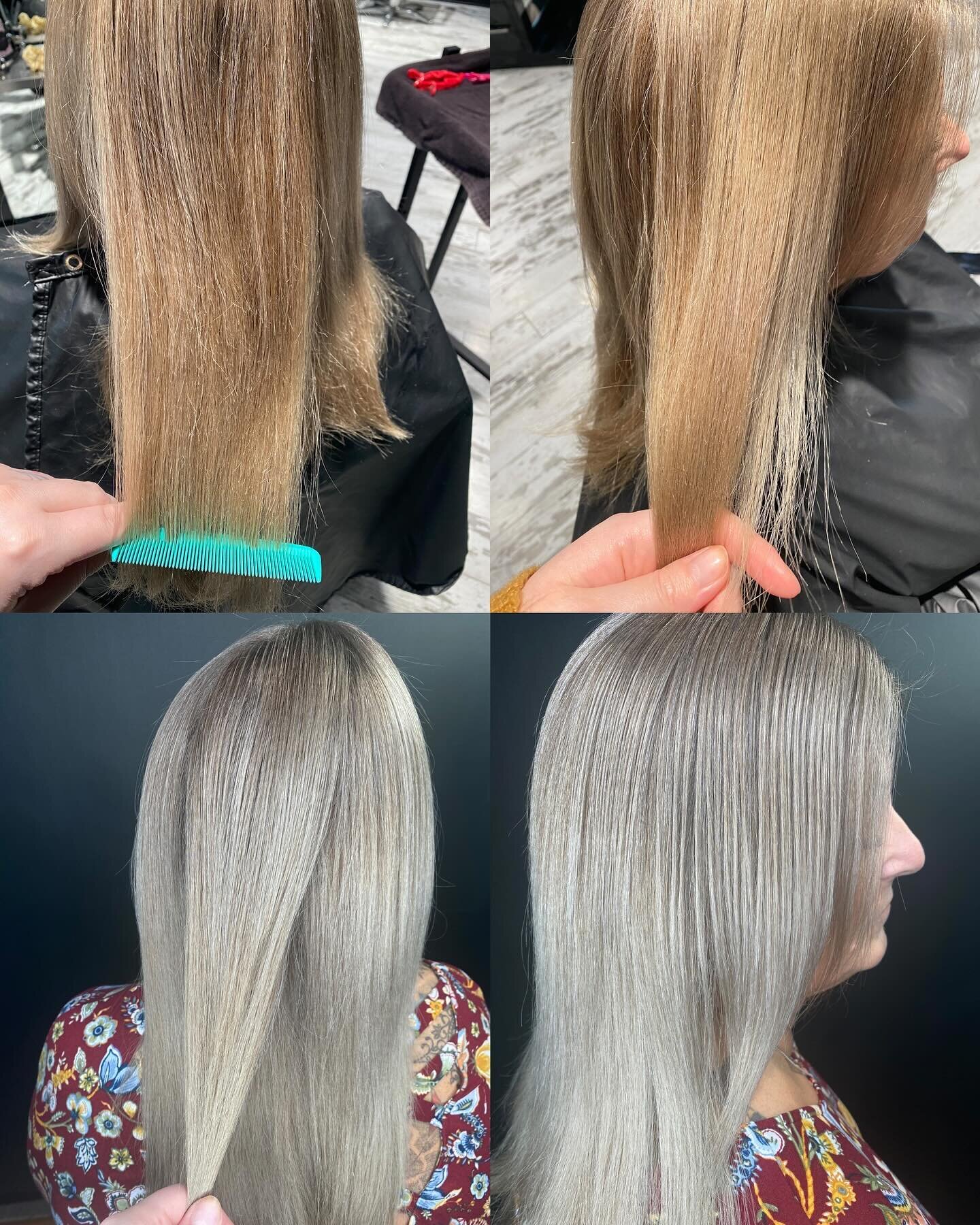 Gloss refresh 🫶🏻
With shades eq gloss canceling unwanted warmth giving her cool results every 4-6 weeks! 
.
.
.
#shadeseq 
#shadeseqgloss
#beforeandafterhair