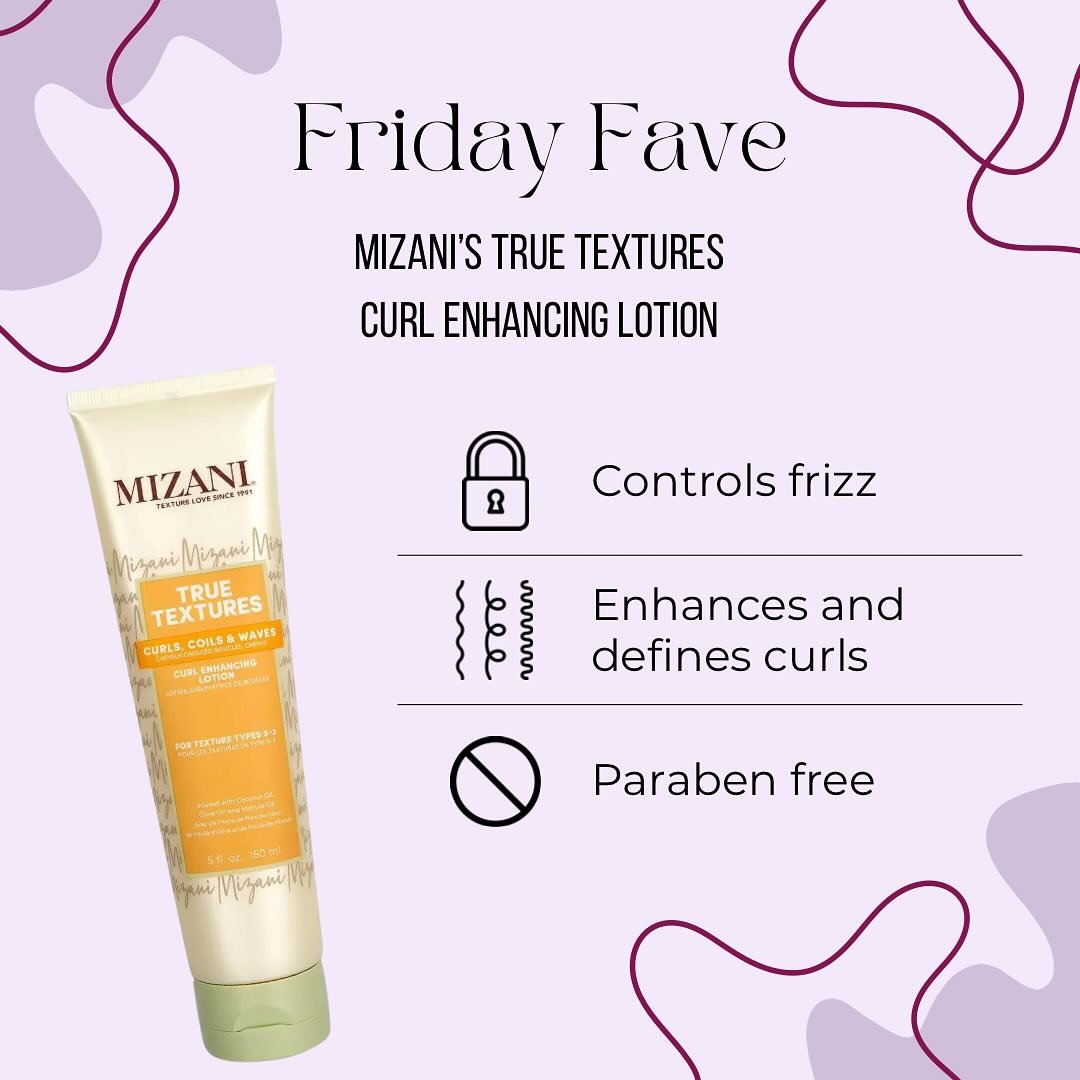 Another favorite product of mine this Friday! The Mizani True Textures Curl Enhancing lotion is perfect for those with a slightly more loose curl pattern (anywhere from tight waves to loose ringlet type curls). Let&rsquo;s take a look at some of its 