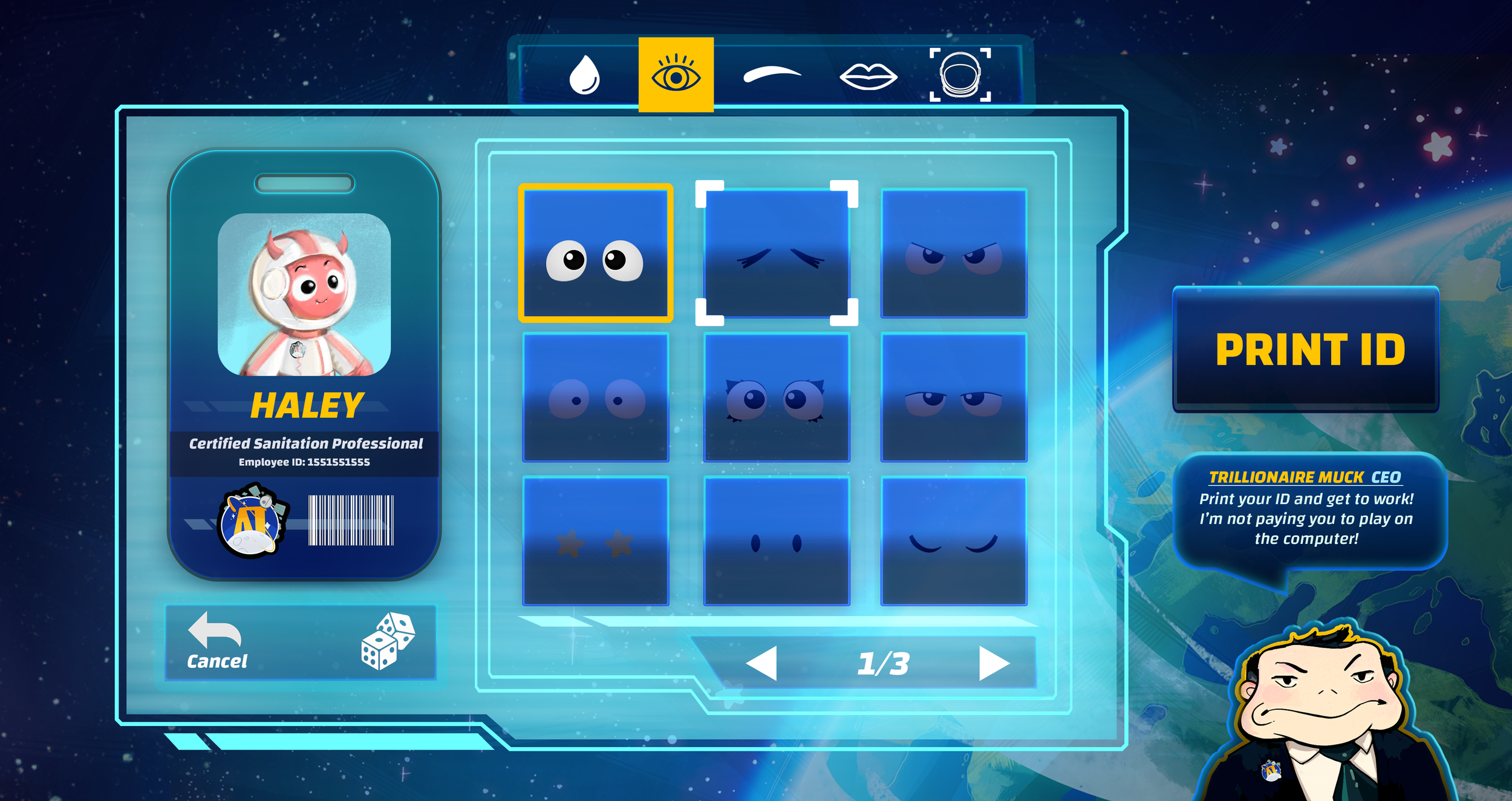 UI Mockup (Customization Screen)