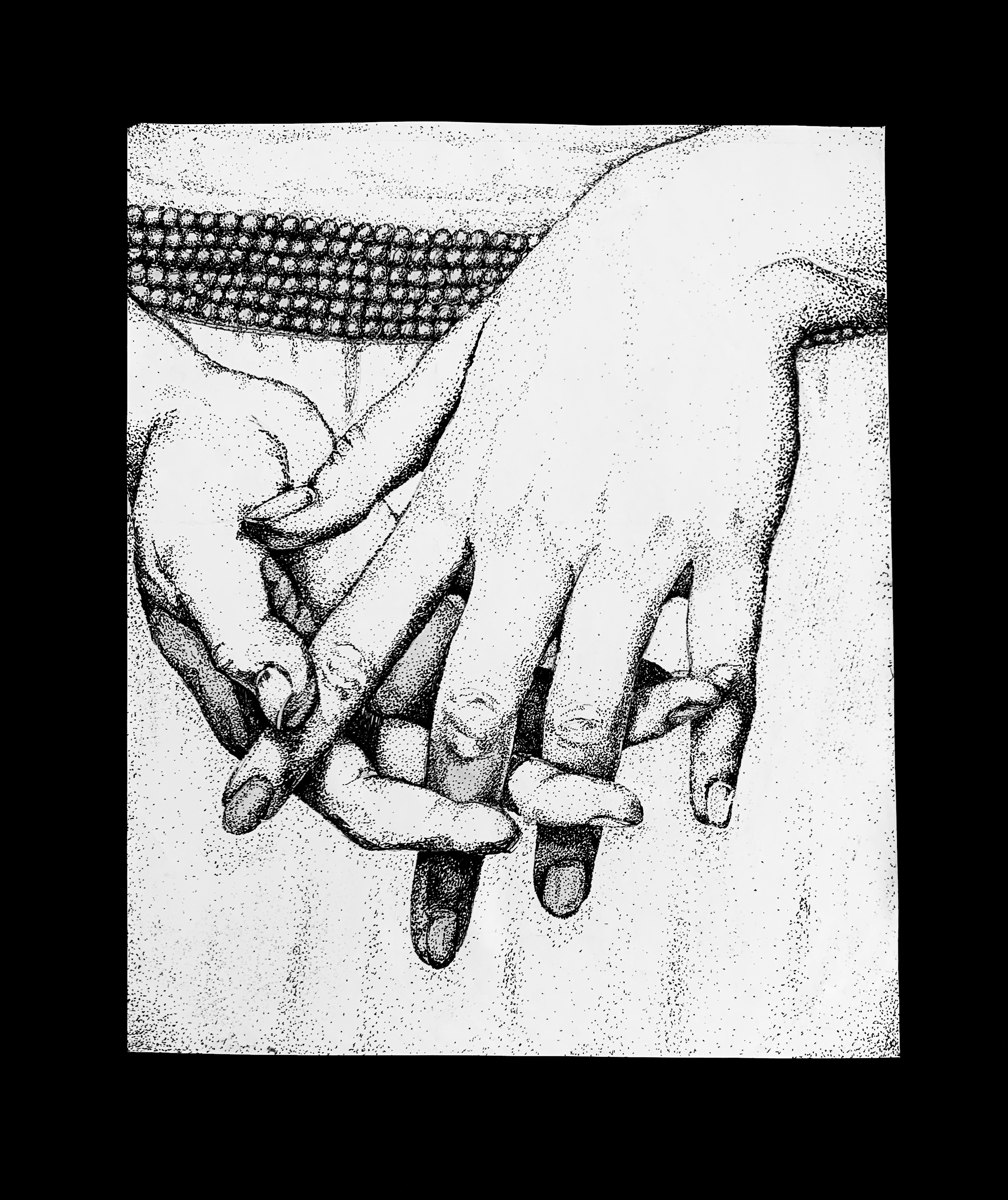 Hands, 2021 (Study of a painting by He Lihuai) - Dots, Lines, Dashes