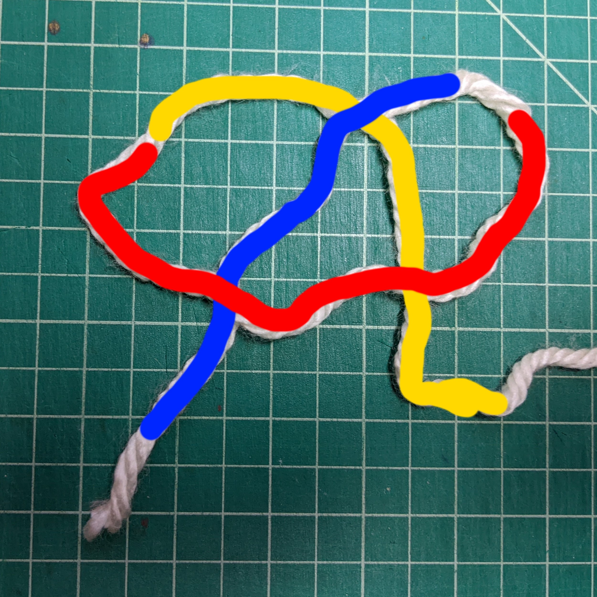 Step 4: Lay the loop back down and you should have a sort of pretzel shape